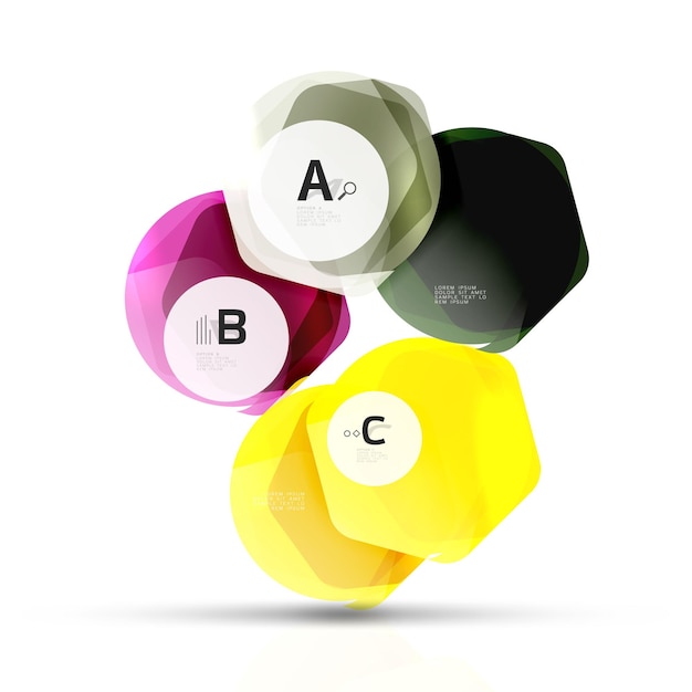 Elementos de agua hexagonal geométrica. Template de fondo vectorial para diseño de flujo de trabajo de impresión, diagrama, opciones numéricas o banner de diseño web