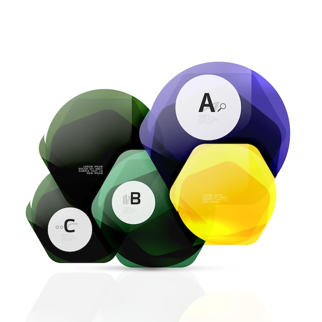 Elementos de agua hexagonal geométrica. Template de fondo vectorial para diseño de flujo de trabajo de impresión, diagrama, opciones numéricas o banner de diseño web