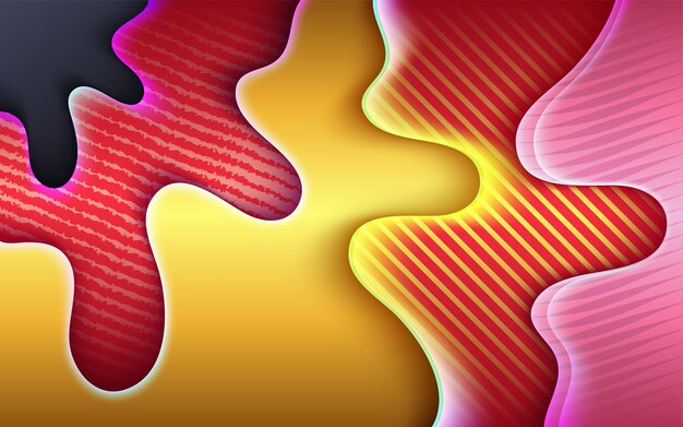 Elementos amarillos dinámicos con formas de degradado rojo oscuro composición futurista geométrica