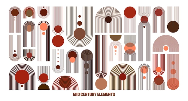 Elementos de arco y círculo de mediados de siglo formas geométricas modernas diseño contemporáneo arte minimalista