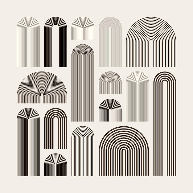 Elementos de arco de mediados de siglo formas geométricas modernas diseño contemporáneo arte minimalista diseño de moda