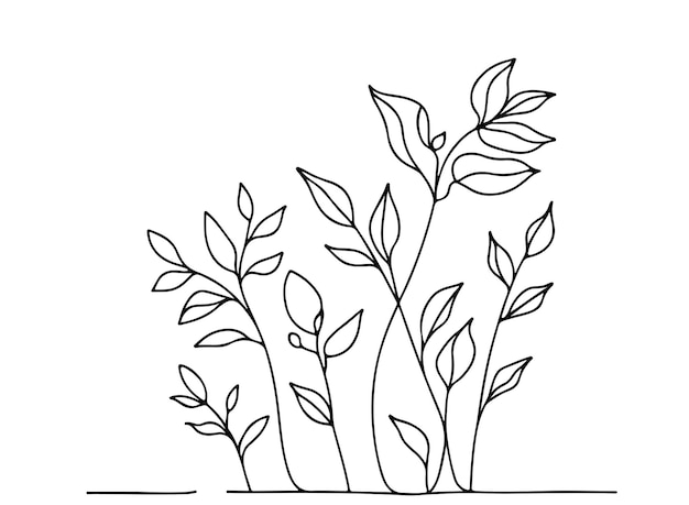 Elementos de arte lineal botánico de moda Minimalismo línea de hojas ramas