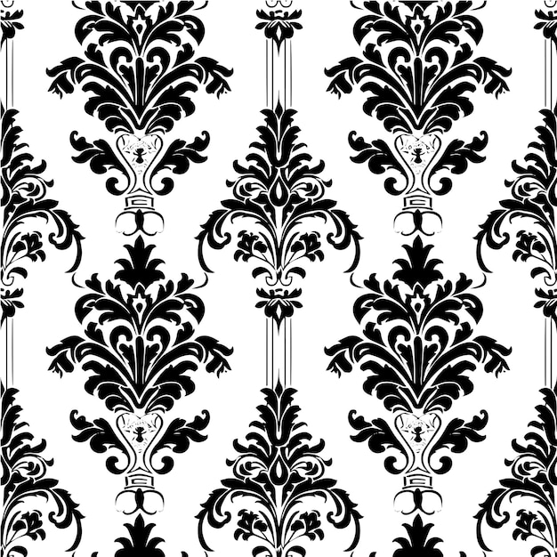 Elementos barrocos en blanco y negro Ornamental patrón sin costuras a rayas