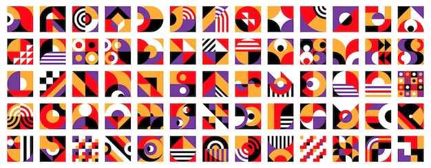 Elementos de la bauhaus conjunto de patrones de diseño retro presentación de negocios composición de la bauhaus vintage identidad corporativa modernismo o brutalismo patrón vectorial obra de arte elemento minimalista o impresión retro