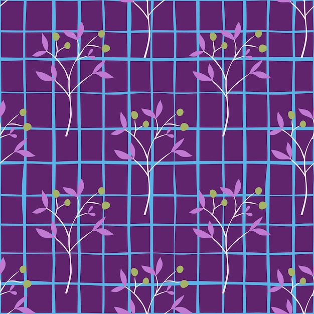Elementos de bayas dibujadas a mano con hojas de patrones sin fisuras Fondo de pantalla de plantas botánicas de Doodle