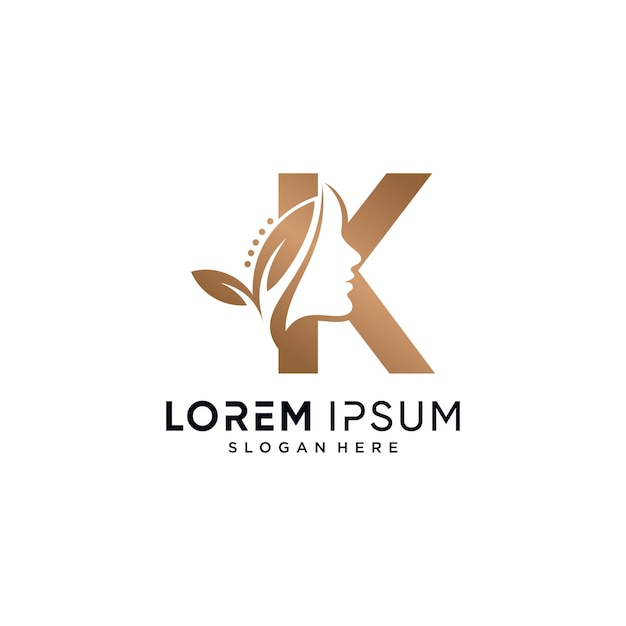 Elementos de belleza femenina diseño de logotipo ilustración vectorial combinada con el concepto de la letra k