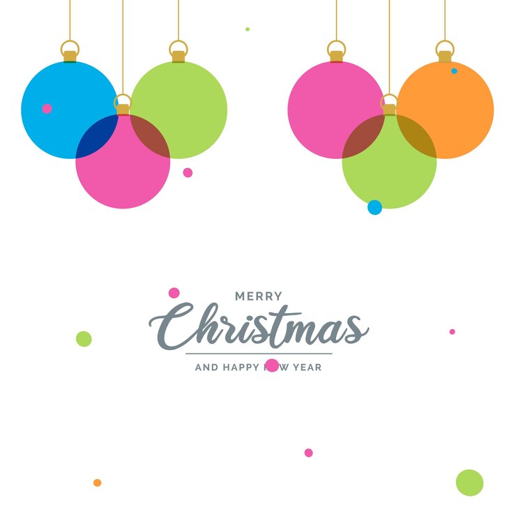 Vector elementos de bola decorativos de feliz navidad plana colgando ilustración de fondo de vector