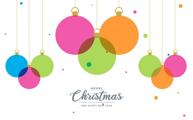 Elementos de bola decorativos de feliz navidad plana colgando Ilustración de fondo de vector