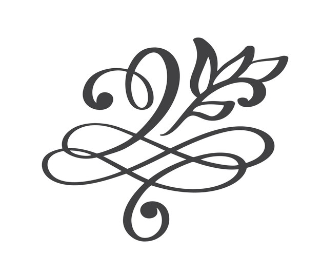Elementos de caligrafía de florecimiento dibujados a mano ilustración vectorial