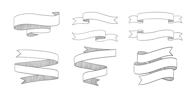 Elementos de cinta Elementos de cinta Banderas antiguas Elementos de boceto Ilustración vectorial