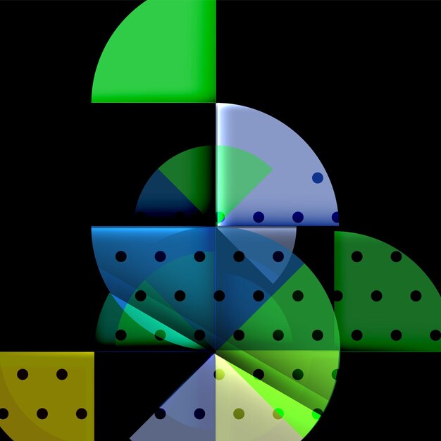 Elementos circulares en el diseño de plantillas geométricas vectoriales de fondo negro