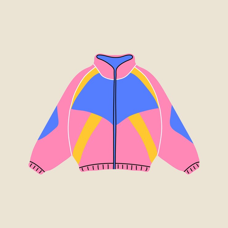 Vector elementos clásicos de los años 80 y 90 ilustración vectorial dibujada a mano de chaqueta deportiva retro o vintage