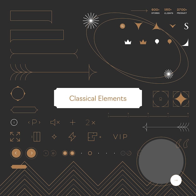 Elementos clásicos para banners y sitios web. Iconos y elementos. Decoración para el diseño.