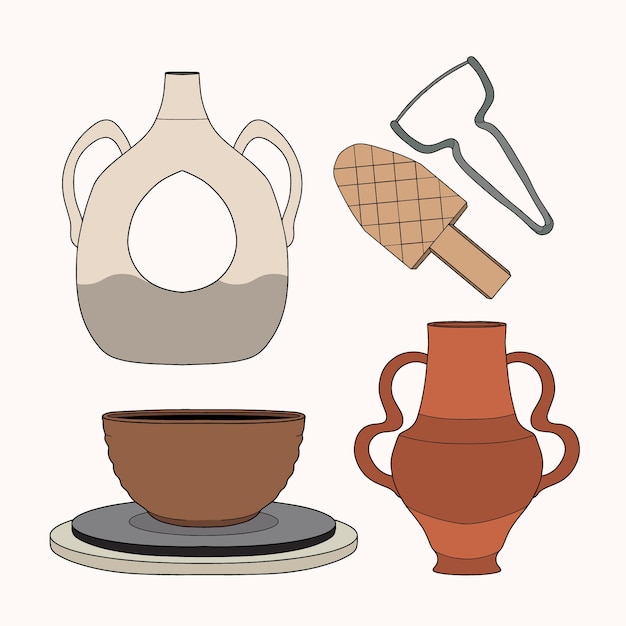Vector elementos de la colección de cerámica