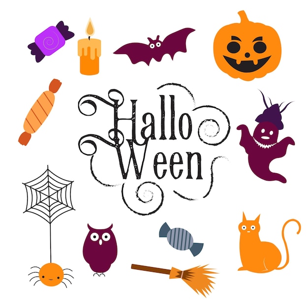 Elementos coloridos de Halloween Diseño Imagen Stock
