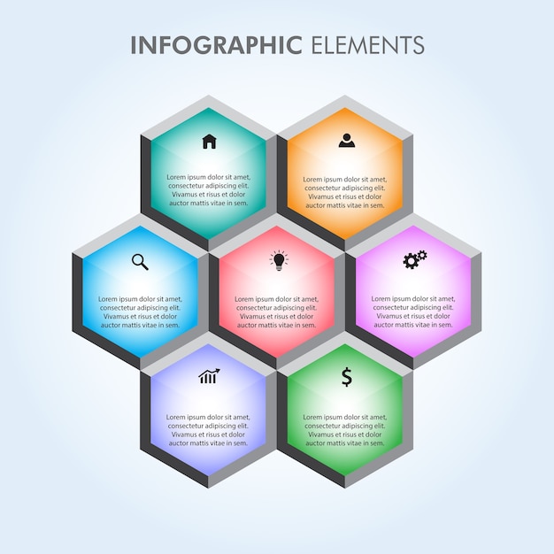 Elementos coloridos infografía poligonal
