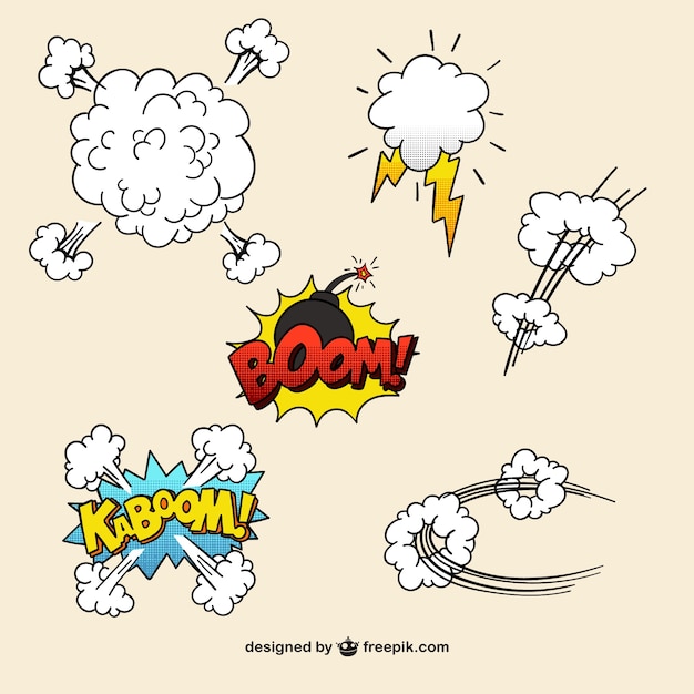 Vector elementos de cómic con efectos de explosión