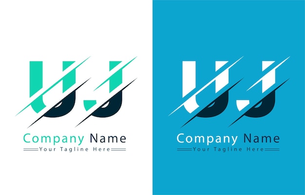 Elementos del concepto de diseño vectorial de letras del logotipo UJ