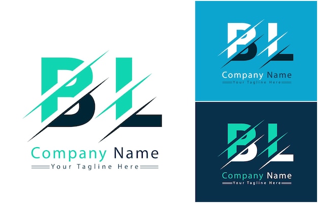 Elementos del concepto de diseño vectorial del logotipo de la letra BL