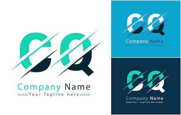 Elementos del concepto de diseño vectorial del logotipo de la letra CQ