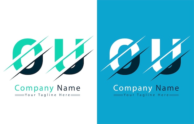 Elementos del concepto de diseño vectorial del logotipo de la letra OU