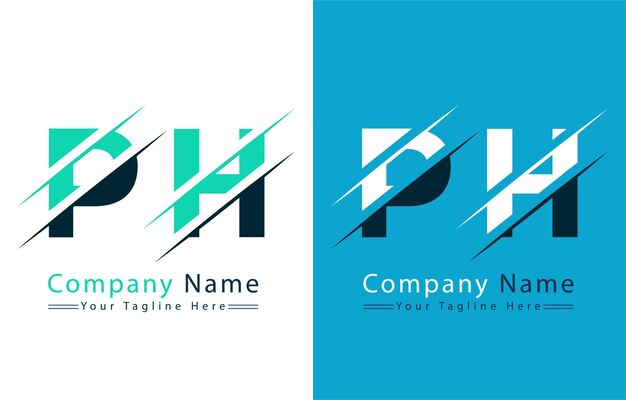 Elementos del concepto de diseño vectorial del logotipo de la letra PH