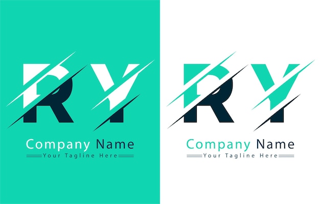 Elementos del concepto de diseño vectorial del logotipo de la letra RY