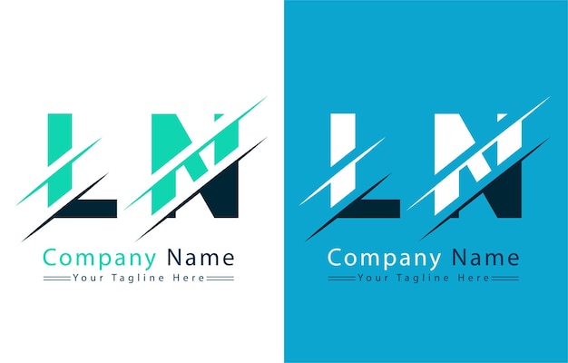 Elementos conceptuales del diseño vectorial del logotipo de la letra LN