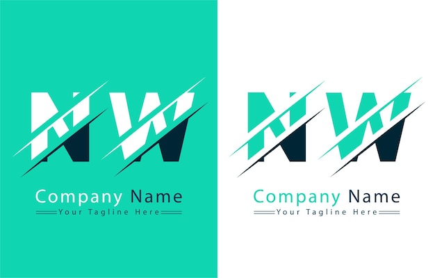 Elementos conceptuales del diseño vectorial del logotipo de la letra NW