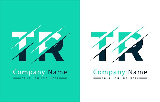 Elementos conceptuales del diseño vectorial del logotipo de la letra TR