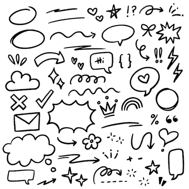 Elementos del conjunto Vector Doodle Scribble dibujado a mano