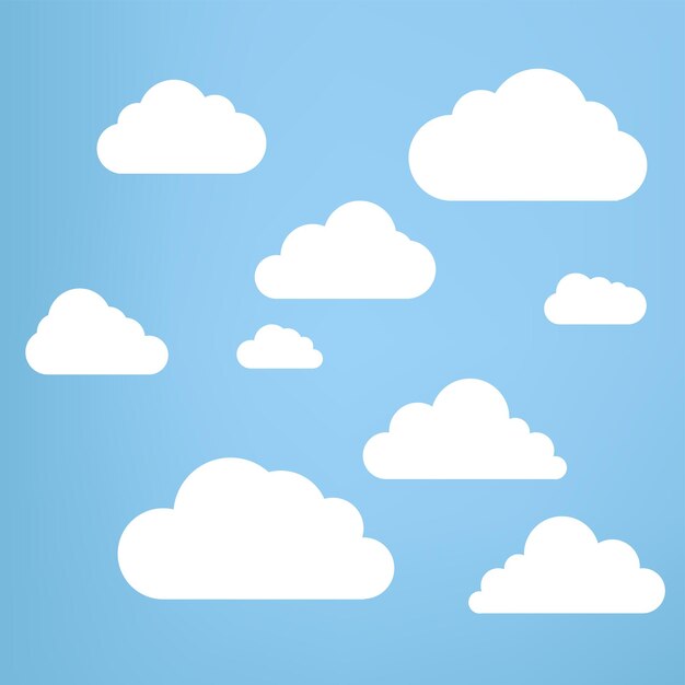 Elementos Couds blancos en cielo azul claro nubes suaves en fondo azul aislado y grupos