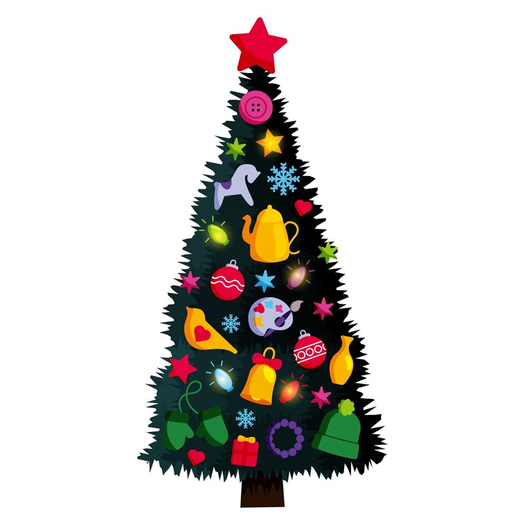 Vector elementos de creatividad de recuerdos de árboles de navidad