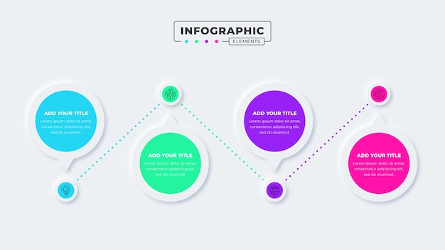 elementos creativos de infografía de negocios con 4 pasos u opciones