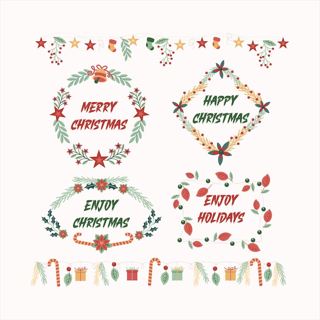 elementos creativos navideños y colección de logotipos navideños