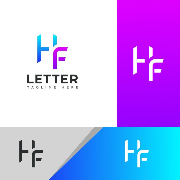 Elementos creativos de plantilla de diseño de la letra HF FH Logotipo de letra de alfabeto digital abstracto moderno