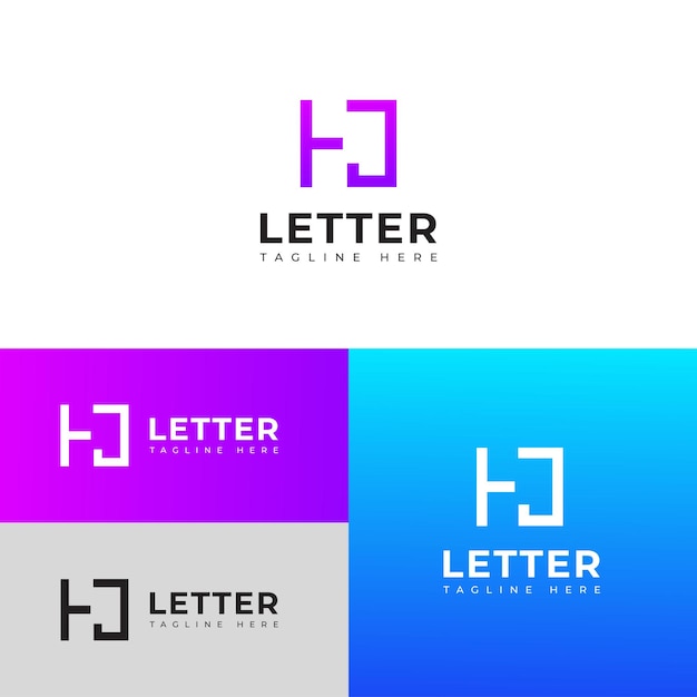 Elementos creativos de plantilla de diseño de la letra HJ JH El logotipo de la letra del alfabeto digital abstracto moderno
