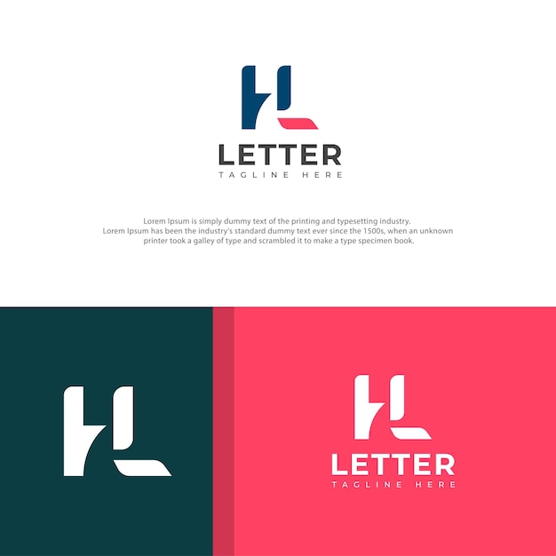 Elementos creativos de plantilla de diseño de la letra HL LH Logotipo de letra de alfabeto digital abstracto moderno