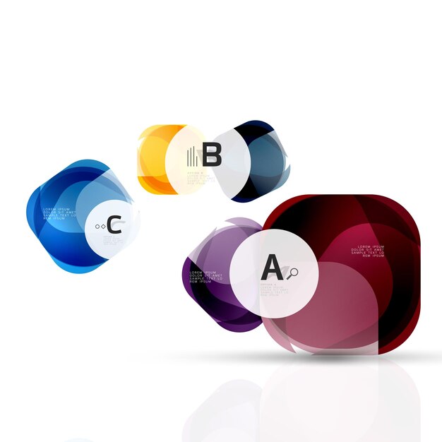 Elementos cuadrados brillantes vectoriales