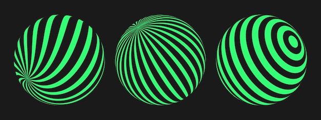 Los elementos cyber retro punk establecen formas de geometría Y2K en un fondo negro Rave balón psicodélico de moda