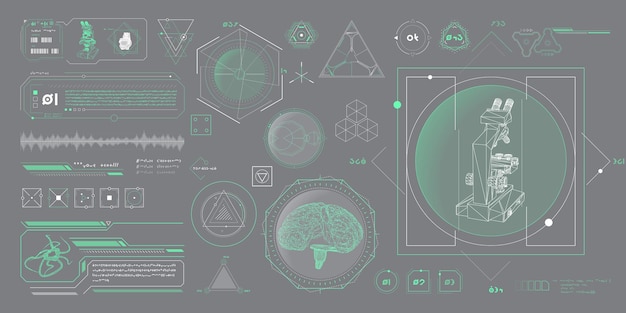 Elementos de datos vectoriales para infografías de interfaz de ciencia ficción