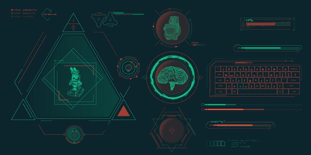 Elementos de datos vectoriales para infografías de interfaz de ciencia ficción