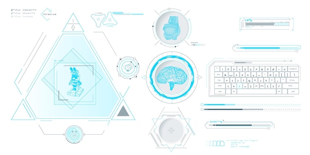 Elementos de datos vectoriales para infografías de interfaz de ciencia ficción