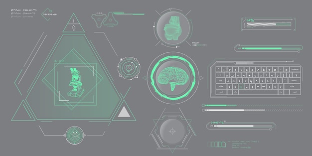 Elementos de datos vectoriales para infografías de interfaz de ciencia ficción