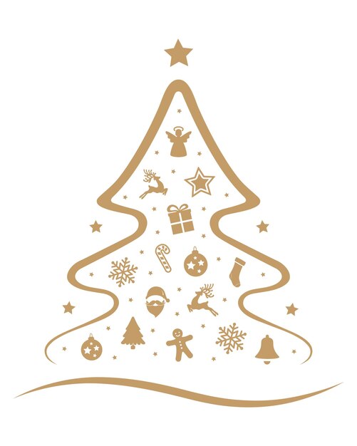 elementos de decoración de árbol de Navidad feliz fondo aislado