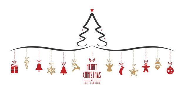 elementos de decoración colgantes del árbol de navidad fondo aislado