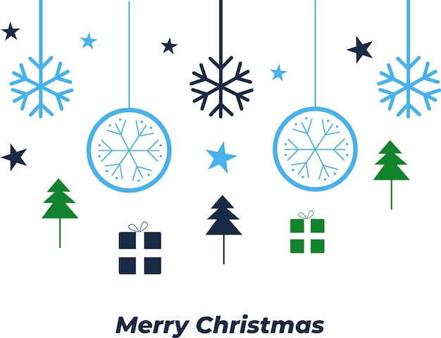 Elementos de decoración de copos de nieve de feliz Navidad para diseño de pancartas o tarjetas de felicitación