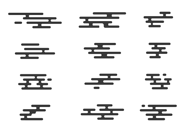 Elementos de decoración de estilo asiático Ilustración vectorial Elementos aislados en fondo blanco