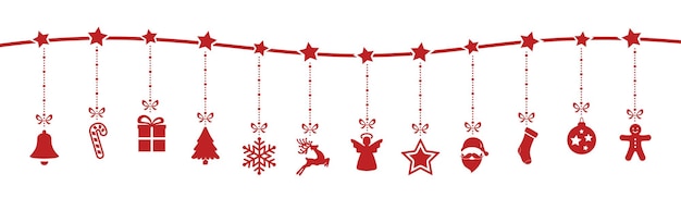 elementos de decoración de navidad colgando fondo aislado