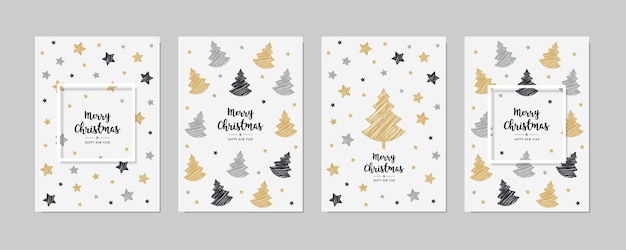 Elementos de decoración de Navidad conjunto de tarjetas de felicitación sobre fondo blanco